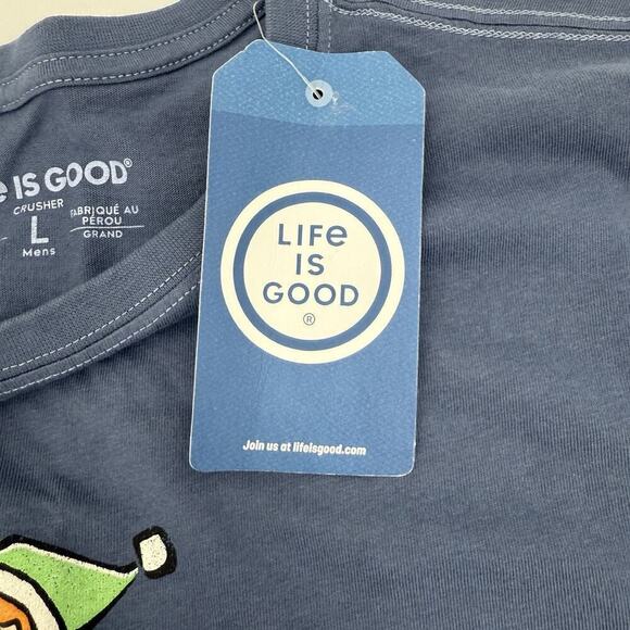 Mens LIFE IS GOOD Santa's Little Helper T-SHIRT Christmas ELF Funny Tee Size L - Picture 6 of 9
